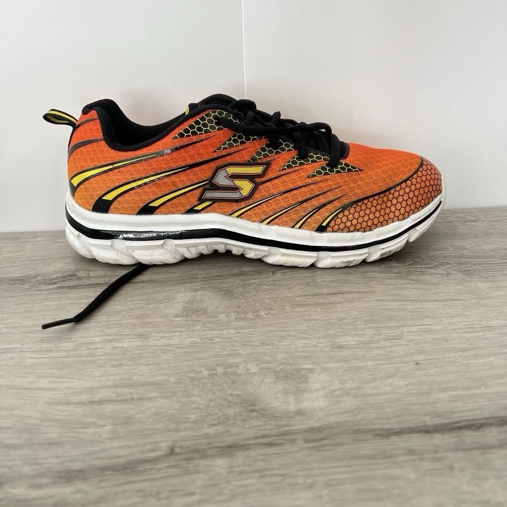 Skechers Nitrate 2.0 Kids Size 7 Orange Black Running Shoes Memory Foam